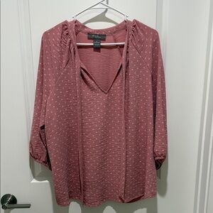 V-Neck Hooded Tunic in Dusty Rose